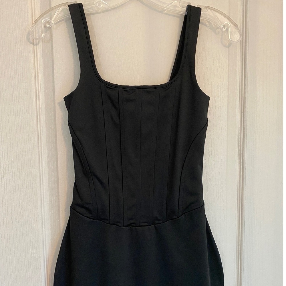 Express Body‎ Contour Black Corset Bodice Square Neck Mini Dress XS - Picture 2 of 9